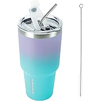 BJPKPK 30oz Tumbler Stainless Steel Double Wall Vacuum Insulated Mug with Straw and Lid for Women and Men,Oasis