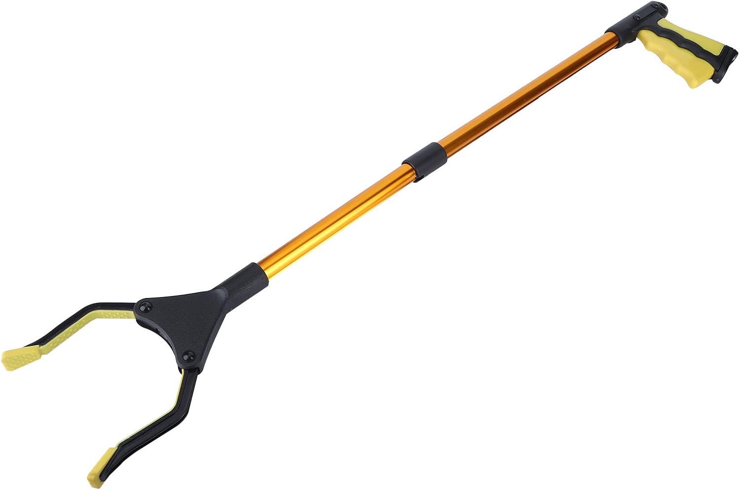 Trash Picker, Rotated 90° Long Trash(Golden Tube with Yellow Handle