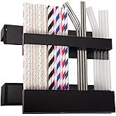 Atmocict Magnetic Straw Holder Adjustable Height — Kitchen and Cabinet Storage Solutions/Refrigerator Organizer with Double-Sided Tape, Rust-Proof Steel & Easy Clean Design, Fits All Straw Types