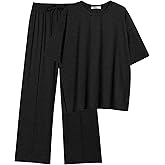 Ekouaer Lounge Sets for Women Short Sleeve Pullover Tops and Long Pants Soft Pajamas Set 2 Piece Outfits S-XXL