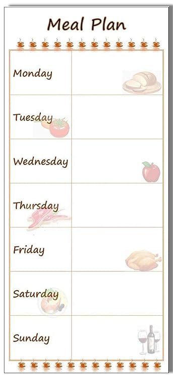 Bloc de notas magnético con diseño de plan de comidas en el ...