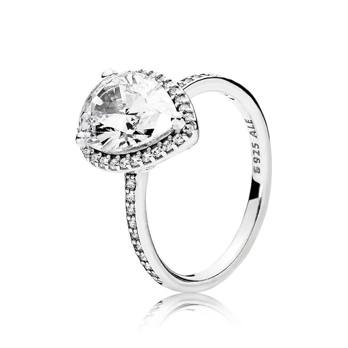 amazoncom pandora radiant teardrop ring sterling silver clear cubic