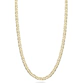 Miabella 18K Gold Plated 925 Sterling Silver Italian 3mm, 4mm, 6mm Flat Mariner Link Chain Necklace for Men Women, Made in Italy