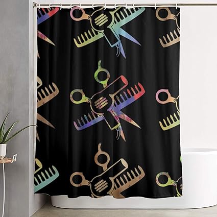 Lingjie Shower Curtain Scissors And Comb Hair Stylist 60 X 72 Inch