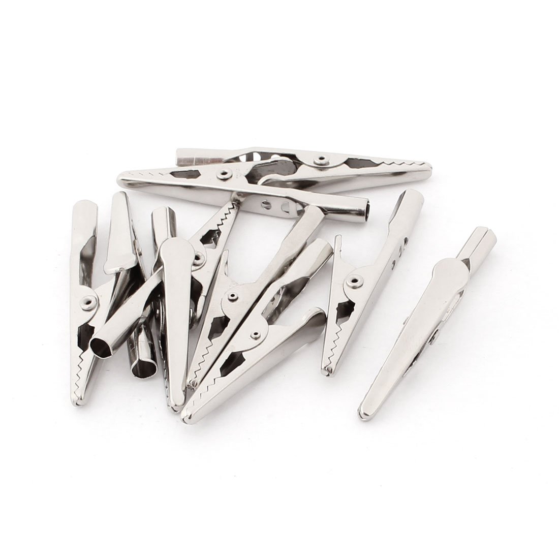 sourcing map 10 Pcs Electric Test Crocodile Alligator Clips Clamps Silver Tone