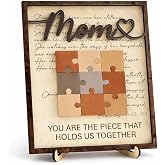 Personalized Mom Puzzle Piece Sign Gift, Personalized Mothers Day Wood Sign Plaque With Family Names, Mother's Day Christian Gifts for Mom From Daughter Son