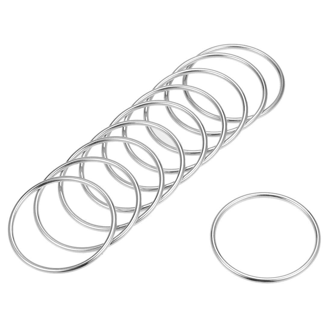 sourcing map O Ring Buckle 50mm(2") ID 3mm Thickness Zinc Alloy O-Rings for Hardware Bags Belts Craft DIY Accessories, Silver Tone 10pcs