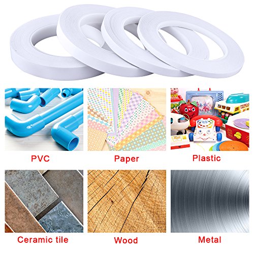 image for SIQUK 4 Rolls Double Sided Tape Strong Adhesive Sewing Tape with 1pc M