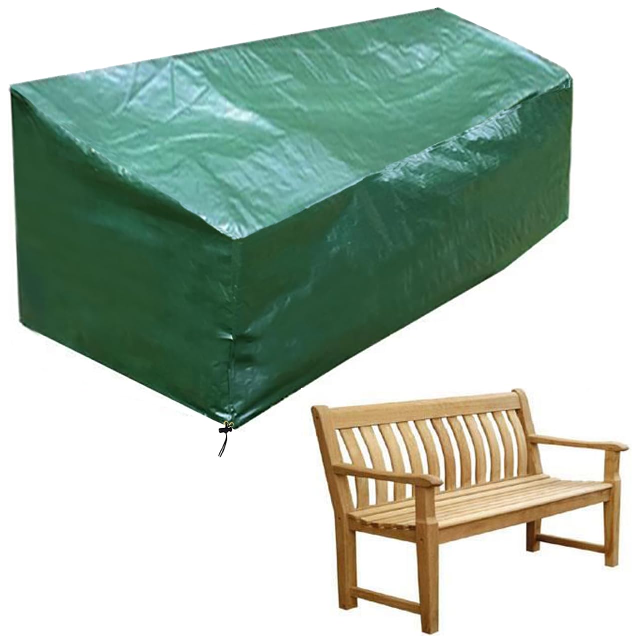 PATIO PLUS 3 Seater Garden Bench Cover for Garden Bench Waterproof Green 163x66x63/89cm