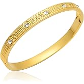 GOLD TROVE Love Bangle Bracelet for Women | Stainless Steel Hypoallergenic Gold Bracelet for Her | Minimalist Round CZ Friendship Bangle for Girlfriend, Wife
