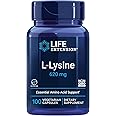 Life Extension NAC 600mg Antioxidant Immune Support & L-Lysine 620mg for Healthy Stress Response 100 Capsules Bundle