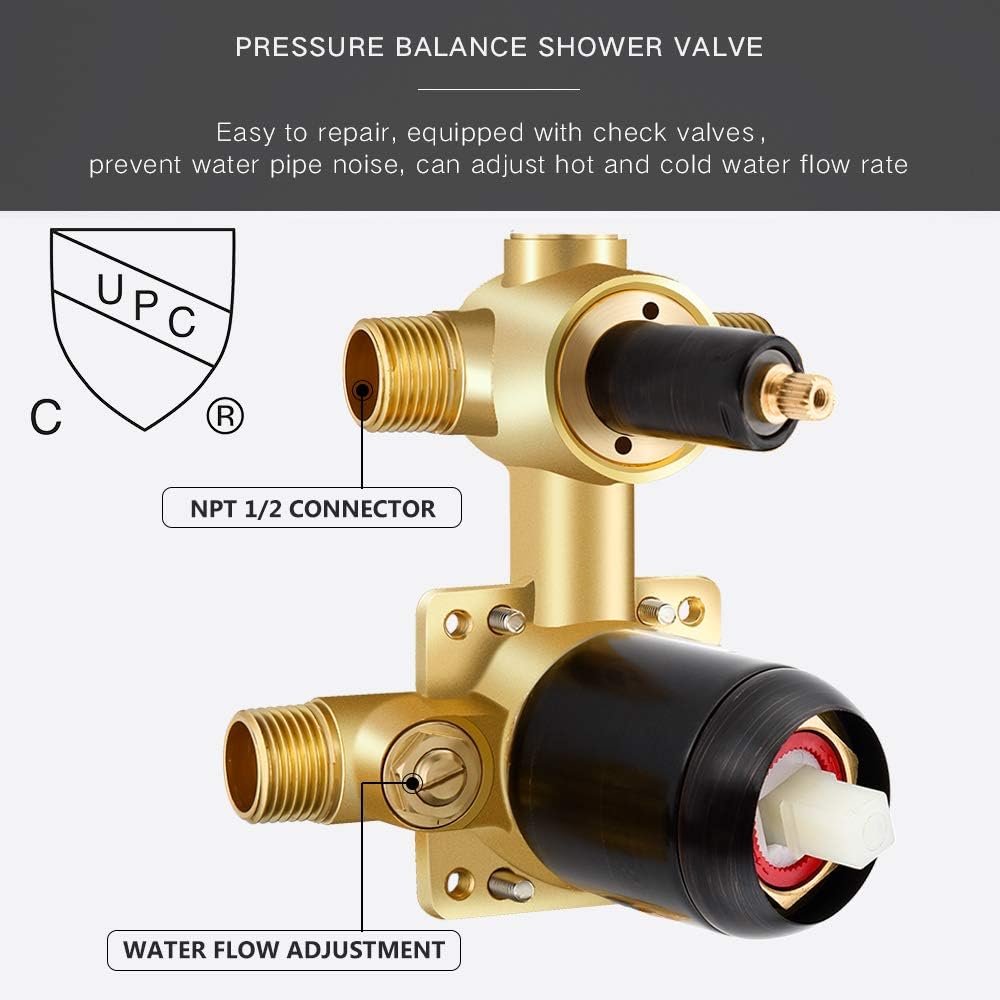 Shower System, Wall Mounted Shower Faucet Set for Bathroom with High Pressure 8" Rain Shower head and 3-Setting Handheld Shower Head Set, Oil Rubbed Bronze (Rough in Valve Included) - - 