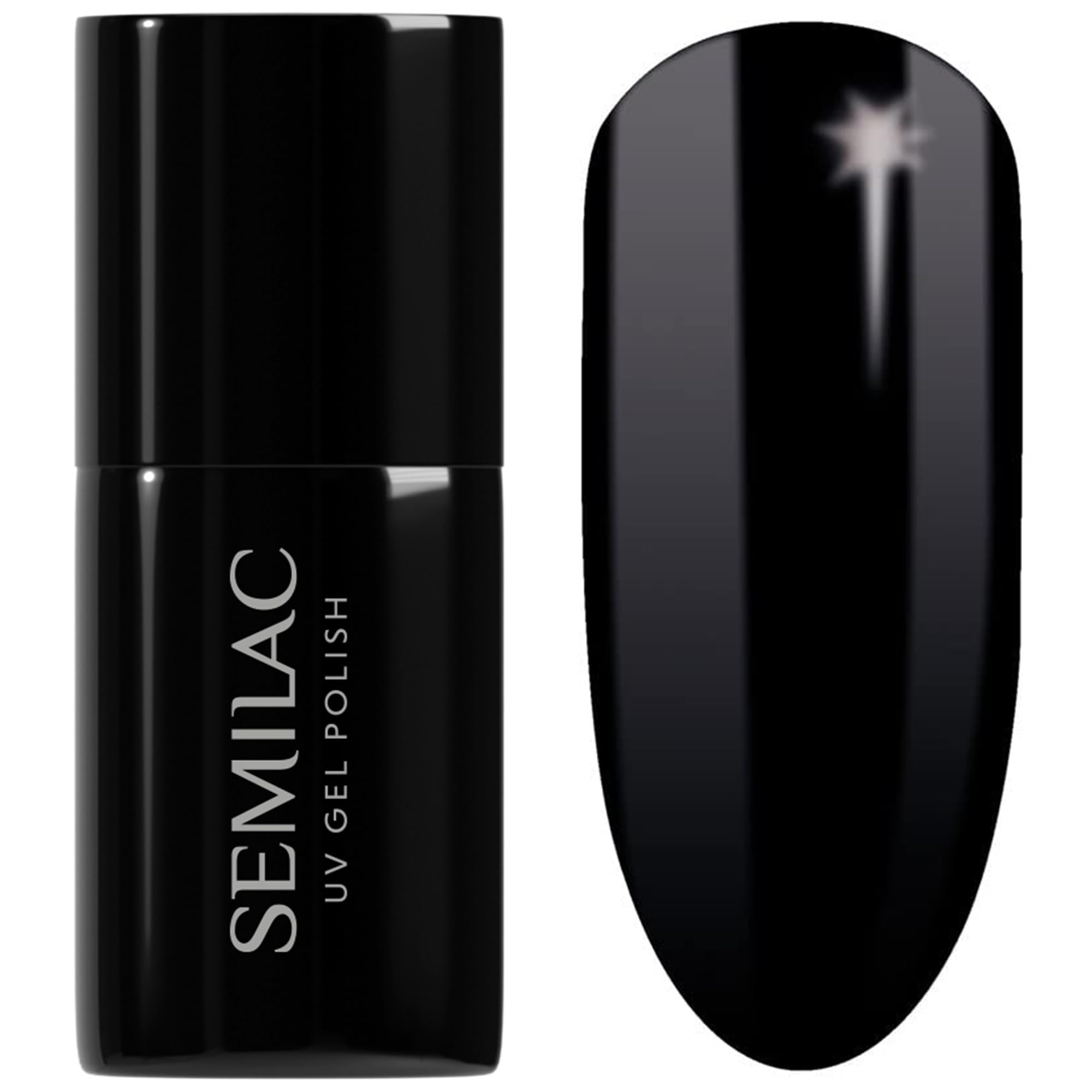 SEMILAC Gel Nail Polish 300 Perfect Black - Full Coverage Gel Polish - Soak Off Easy To Use LED/UV Nail Lamp - Long Lasting Manicure and Pedicure up to 3 weeks