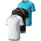 Liberty Pro 3 Pack Boys' UPF 50+ Rash Guard Short Sleeve Swim Shirts, Quick Dry UV Protection Swimwear for Kids