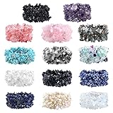 JOVIVI Amethyst/Turquoise/Rock Crystal Quartz Healing Gemstone Chips Chunky Stretch Bracelet