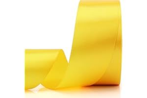 Baocuan 1-1/2 inch Yellow Solid Satin Ribbon 25 Yards 100% Polyester Fabric Soft and Durable for Wedding Invitations, Bridal Bouquets, Sewing, Party Decorations, Gift Wrapping and More