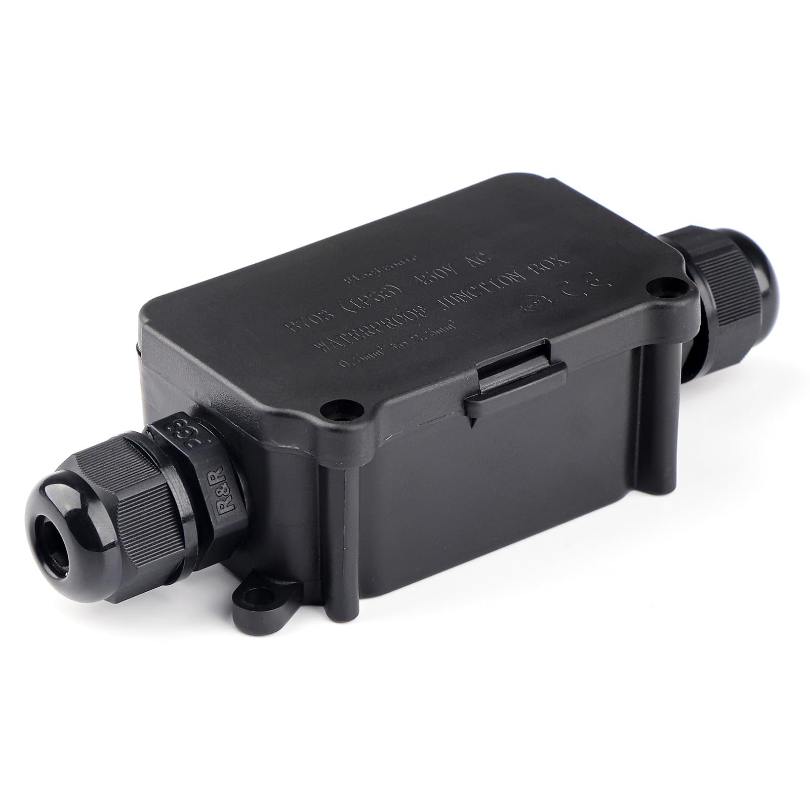 COOLWEST IP66 Junction Box Waterproof Outdoor 2 Cable PG9 Black Plastic Connector Gland Electrical