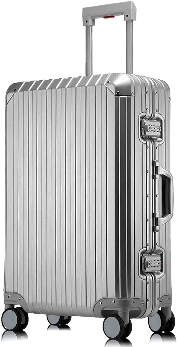 Sindermore Aluminum-magnesium alloy hard shell luggage suitcase (Silver, 25 inch)