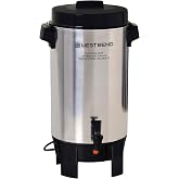 West Bend Coffee Urn Highly-Polished Aluminum Features Automatic Temperature Control with Cup Per Minute Brewing and Easy Clean Up Includes In-Basket Measuring Guide and Ready Light, 42-Cup, Silver