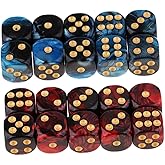 Yiotfandoll 20PCS Polyhedral Dice D6 Dice 16mm Acrylic 6 Sided Dice Game Dice for RPG MTG DND Dice Table Games (Blue Black an