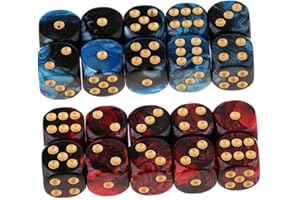 Yiotfandoll 20PCS Polyhedral Dice D6 Dice 16mm Acrylic 6 Sided Dice Game Dice for RPG MTG DND Dice Table Games (Blue Black and Red Black)