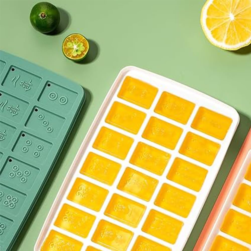 Chinese Mahjong Ice Cube Tray with Lid and Bin - Mahjong Pattern 21 Cubes, Easy-Release Ice Cube Molds with Scoop & Storage Container, Nice Kitchen Gadget for Drinks, Coffee, Cocktails