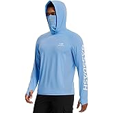 BASSDASH Men’s UPF 50+ Graphic Fishing Hoodie Shirts with Mask Pocket UV Long Sleeve Moisture Wicking FS47M