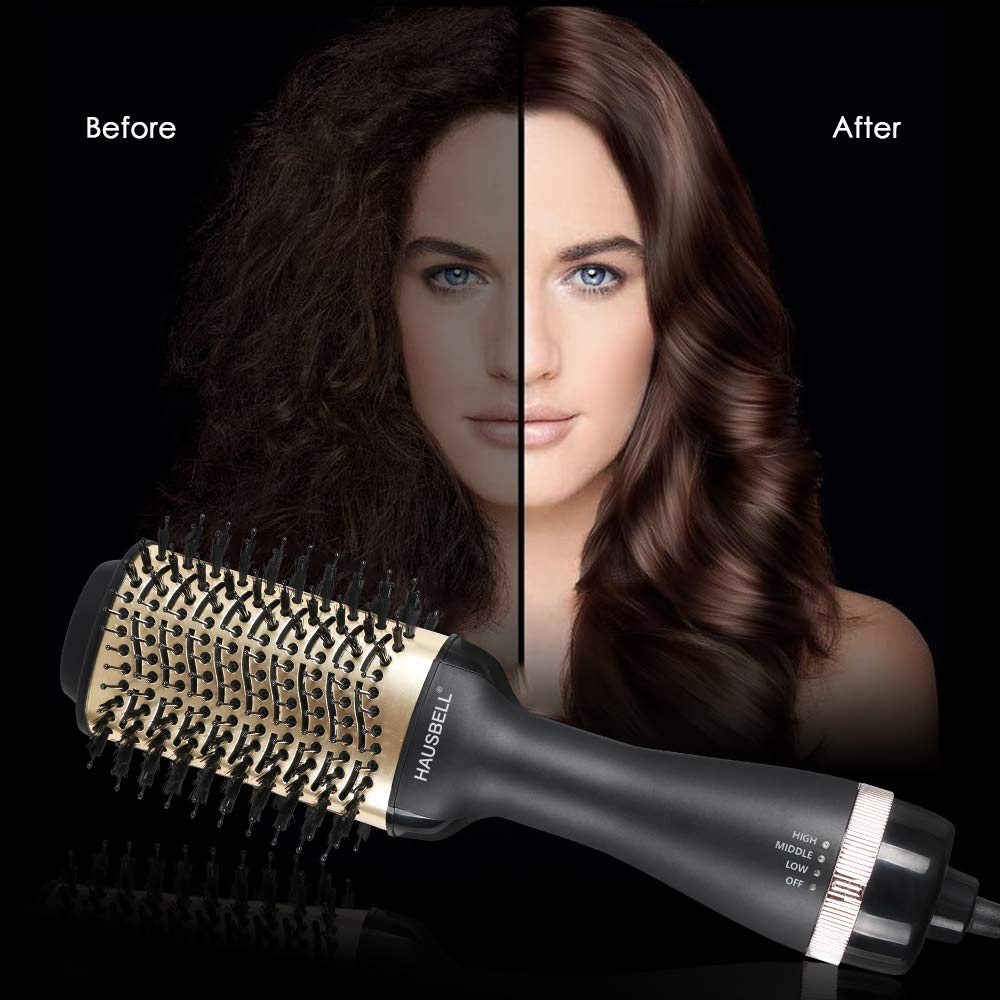 HAUSBELL Hair Dryer Brush, Hot Air Brush, Multifunctional Hair Dryer and Volumizer, Negative Ions Blow Dry Brush for Hair Dryer, Straightener, Curler and Styler, Brush Hair Dryers, Blow Dryer Brush : Beauty