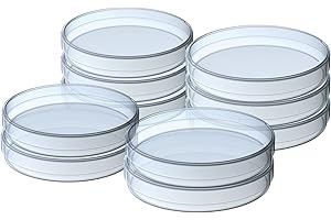 [10 Pack] Sterile Thick Plastic Petri Dishes with Lid, 90mm Dia x 15mm Deep Clear 3 Vents Petri Dish for Lab Science Experime