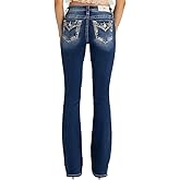 Miss Me Women's Mid-Rise Cheyenne Border Faux Flap Pockets Bootcut Jeans
