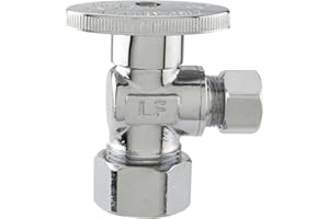 Plumb Pak PP61PCLF 1/4 Turn Angle Shut-Off Valve, 1/2 X 3/8 in, Nominal Compression X Od, Body, Chrome Plated, 1/2" x 3/8"