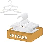 20 Pack Baby Clothes Hangers, 11-15" Adjustable Non-Slip Thickened Kid Hangers for Nursery Closet Toddlers Infant Children to Teenager (White)