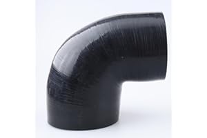 AC PERFORMANCE ID 4" to 3.5" (102mm to 89mm), 90 Degree Elbow Reducer Coupler, Leg Length 4" (100mm), 4-Ply Reinforced, Universal Automotive Silicone Hose, Black