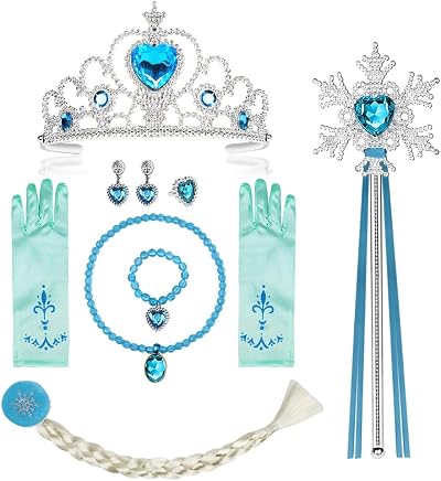 Vicloon Elsa Princess Tiara Wand Gloves Braid Cosplay Costume Set 10pcs