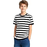 Silenroar Boys Tshirt Striped, Short Sleeve Tee Shirts, Kids Crewneck T-Shirt Cotton Stripes Top