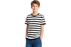 Silenroar Boys Tshirt Striped, Short Sleeve Tee Shirts, Kids Crewneck T-Shirt Cotton Stripes Top