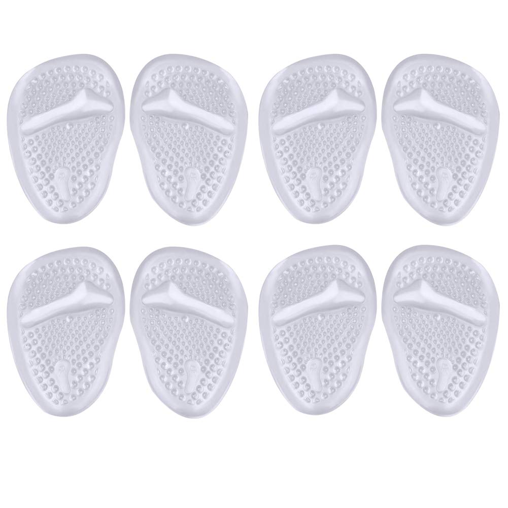 4 Pairs Heels Cushion Pads, Gel Insoles Foot Pain Relief Pads Anti-slip Forefoot Cushion Pads Gel Ball of Foot Cushions High Heel Gel Pads Insoles Metatarsal Pads Gel Cushion Inserts for High Heels