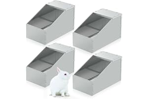 Maxcheck 4 Pcs Galvanized Metal Rabbit Nesting Box Bunny Small Animal Nest with Removable Acrylic Floor Durable Easy to Clean for Indoor Outdoor Use Rabbit Supplies (18.5 * 10.6 * 10 Inch)