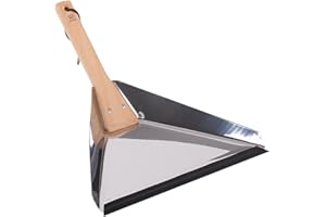 REDECKER Heavy Duty Stainless Steel Delta Dust Pan, Large Dustpan with 14-1/8-Inches Oiled Beechwood Handle for Home and Outdoor Use, Industrial Quality, Made in Germany