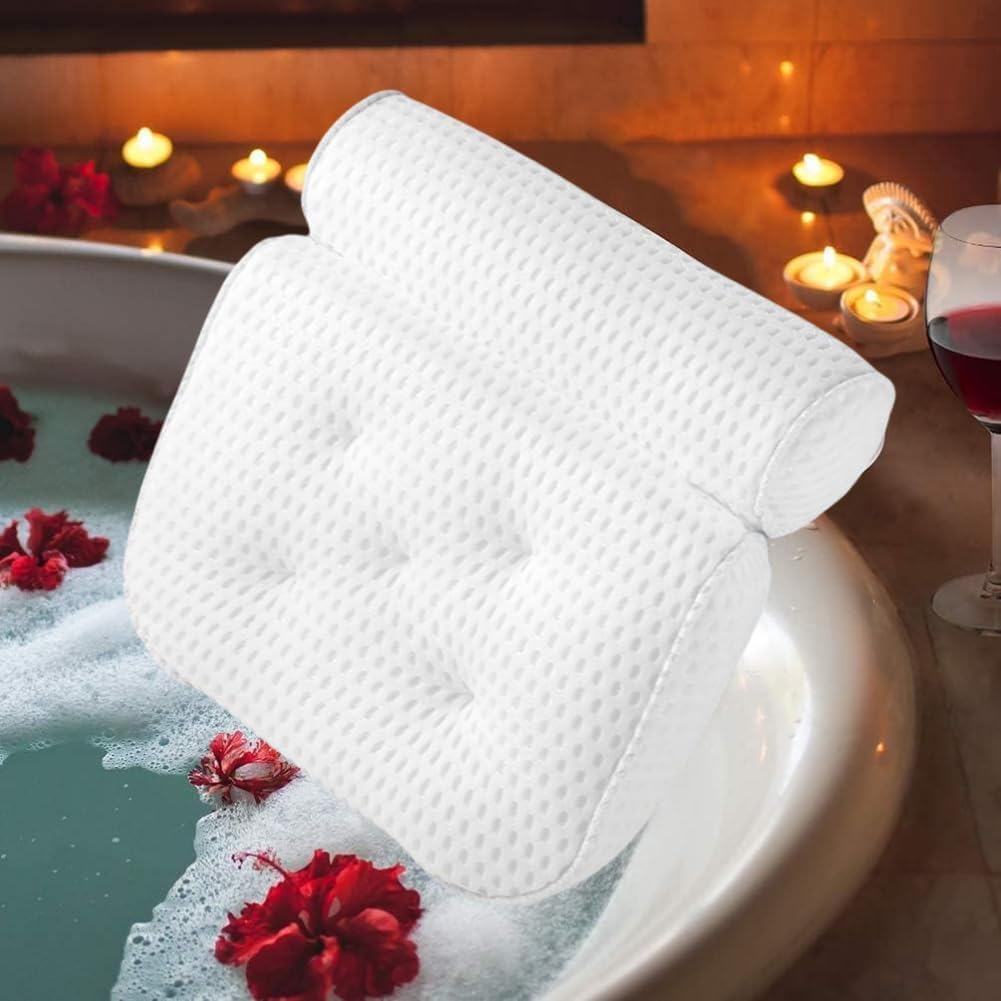 AIBAOBAO Bath Pillows for Head and Neck, Bath Cushion with 4D Air Mesh Technology With 7 Suction Cups, Super Soft Bathtub Pillows for Head And Neck, Shoulder for Women Hot Tub Bathtub, Jacuzzi and Spa
