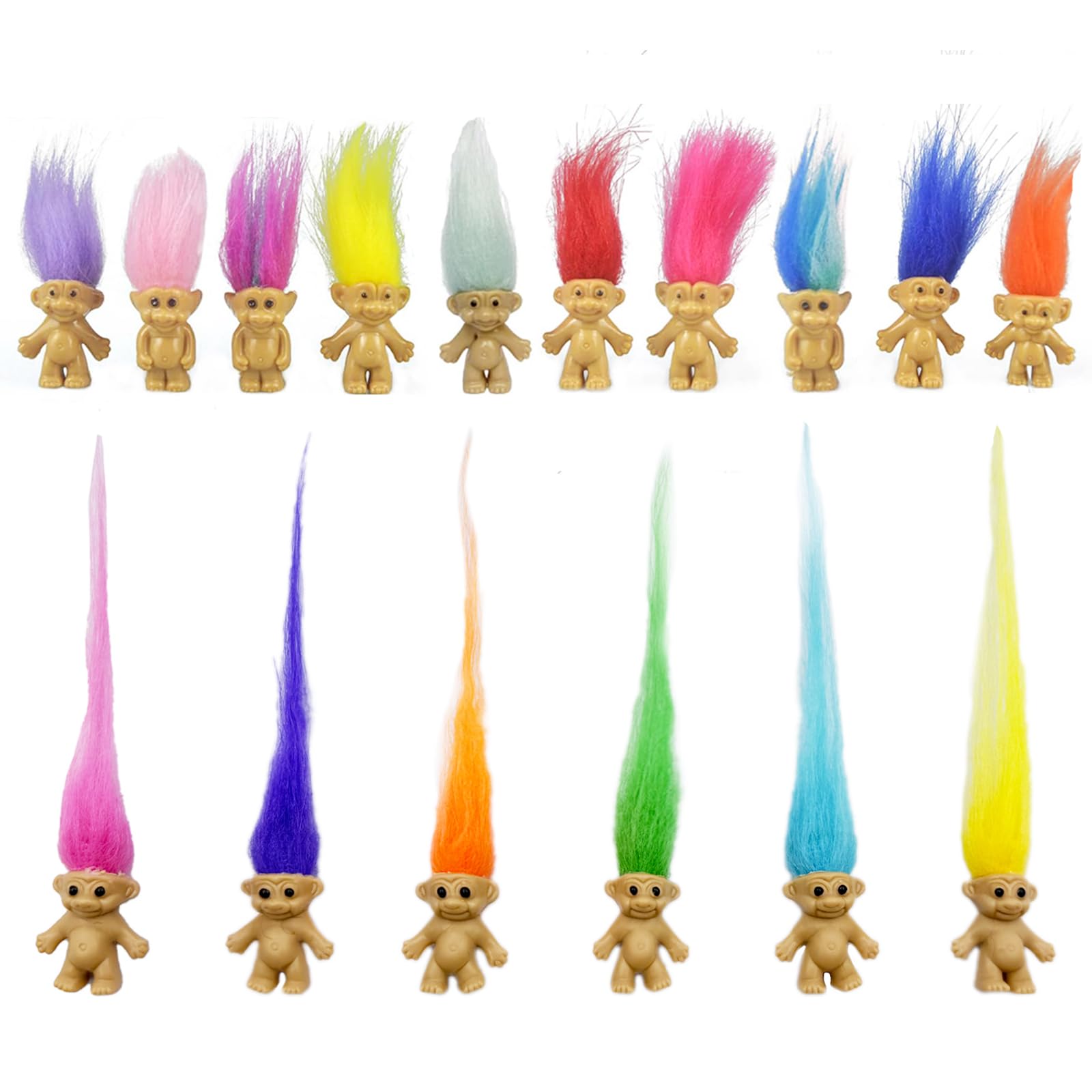 Photo 1 of 16pcs Mini Troll Dolls, PVC Vintage Troll Doll Mini Action Figures 1.2" Cake Toppers Chromatic Adorable Cute Little Guys Collection, School Project, Arts Crafts, Party Favors