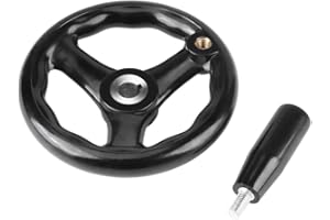 VIKYE Hand Wheel, 1PC Plastic Hole Diameter 12mm Outer Diameter 125mm Handle Height 8cmmm Black Round 3 Spoke Hand Wheel for Lathe Milling Machine, Grinders, etc
