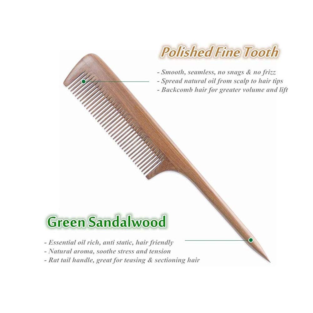 Amazon Com Hair Comb Fine Sandalwood Tail Comb Dense Tooth