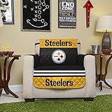 NFL Pittsburgh Steelers Chair Reversible Furniture Protector with Elastic Straps, 75-inches by 65-inches