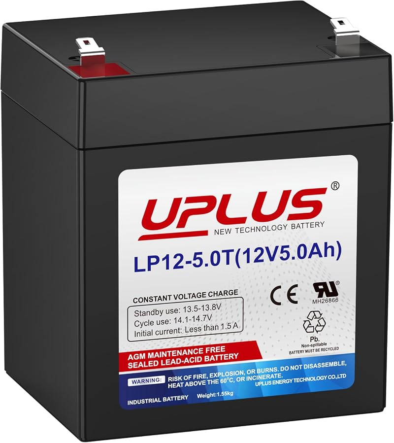 UPLUS LP12-5.0T 12V 5Ah AGM Battery Maintenance-Free