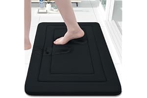 Arotive Memory Foam Bathroom Rug Mat 24x16, Ultra Soft and Absorbent Bath Mat, Machine Wash Dry, Comfortable Bath Rug Carpet for Bathroom Floor, Tub and Shower, Black