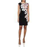 Anne Klein Womens Sleeveless, Boatneck Dress with Bold Flower Print