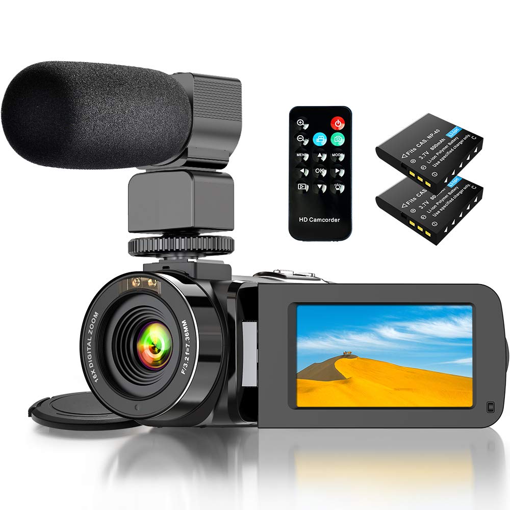 Video Camera Camcorder, Camcorder with WiFi IR Night Vision FHD 1080P 30FPS, Vlogging Camera for YouTube with 26MP 3.0'' Touch Screen 16X Digital Zoom Video Camera with Microphone, 2 Batteries, Remote