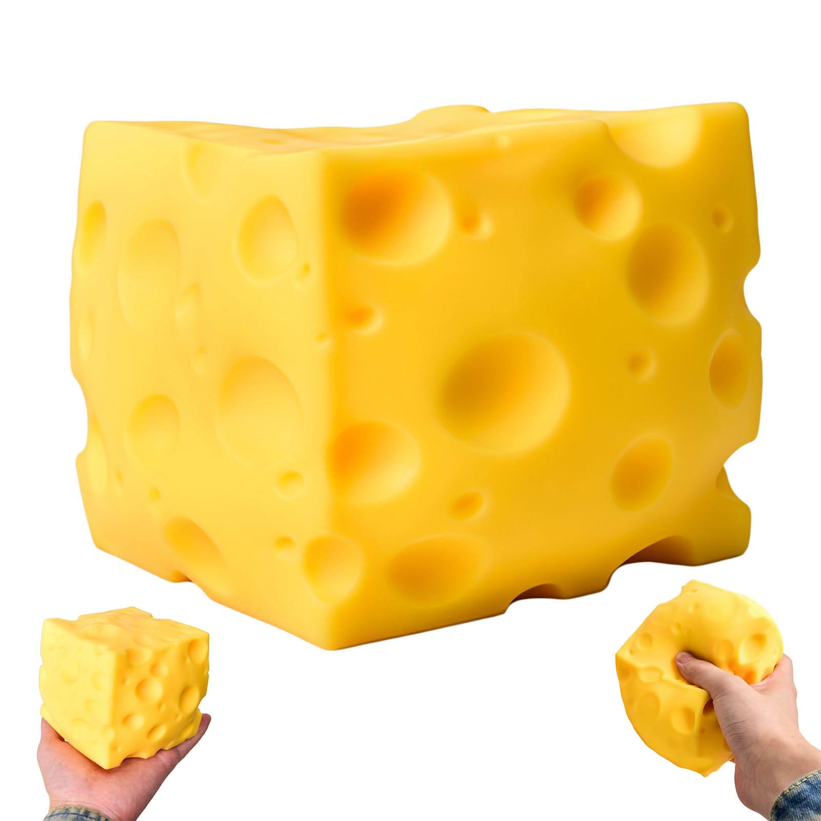 Super Cheese Squishy Big Giant Large Cube Block Slow Rising Squeeze Toy squeezable Stress Relief Original Sensory / Fidget Novelty Toy and Gift for Adults (2.6in)