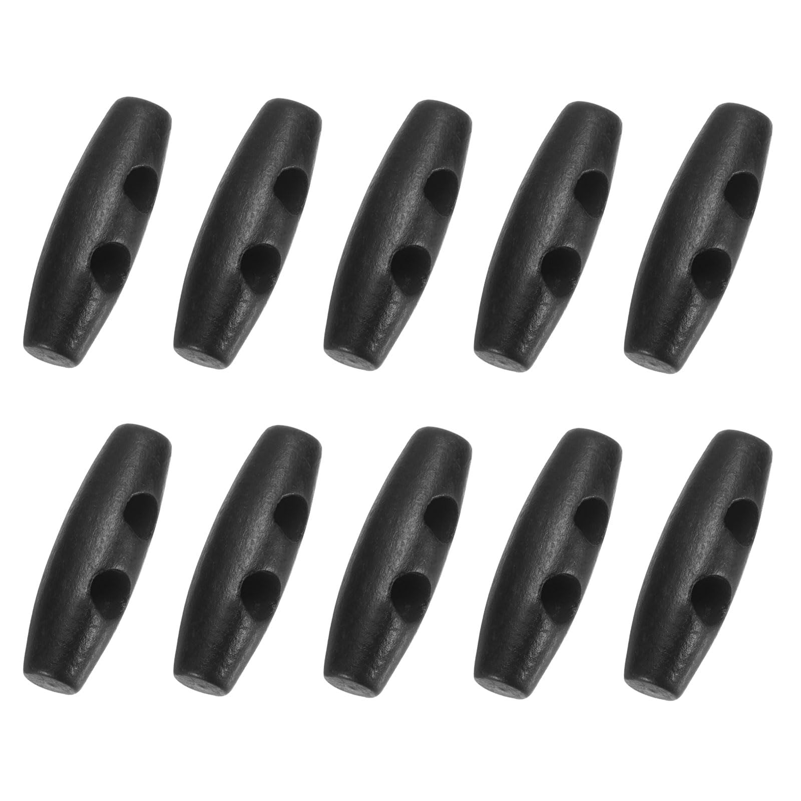 uxcell 50Pcs Wood Toggle Buttons 30mm 2 Holes Olive Shape Sewing Horn Toggle Buttons for DIY Coat Clothes Accessories, Black